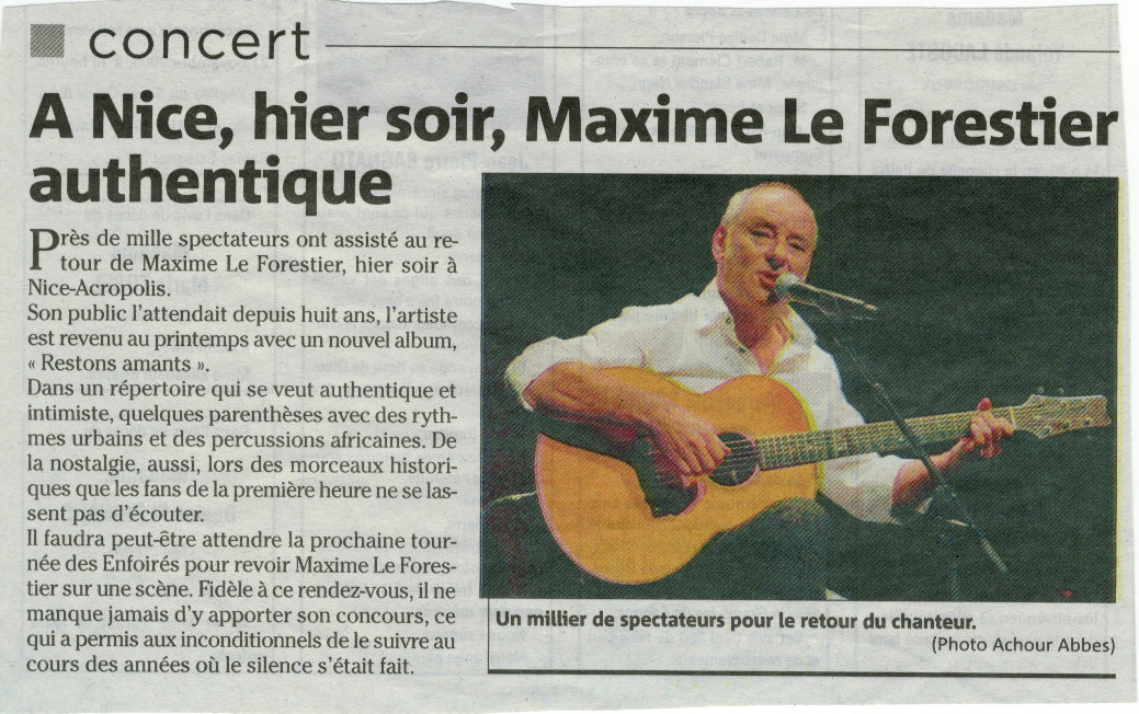 concert de maxime le forestier a nice