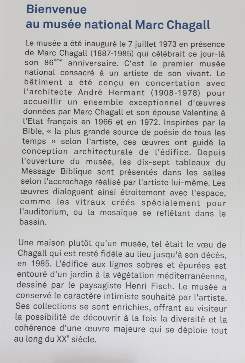 Visite du musée national Marc Chagall de Nice