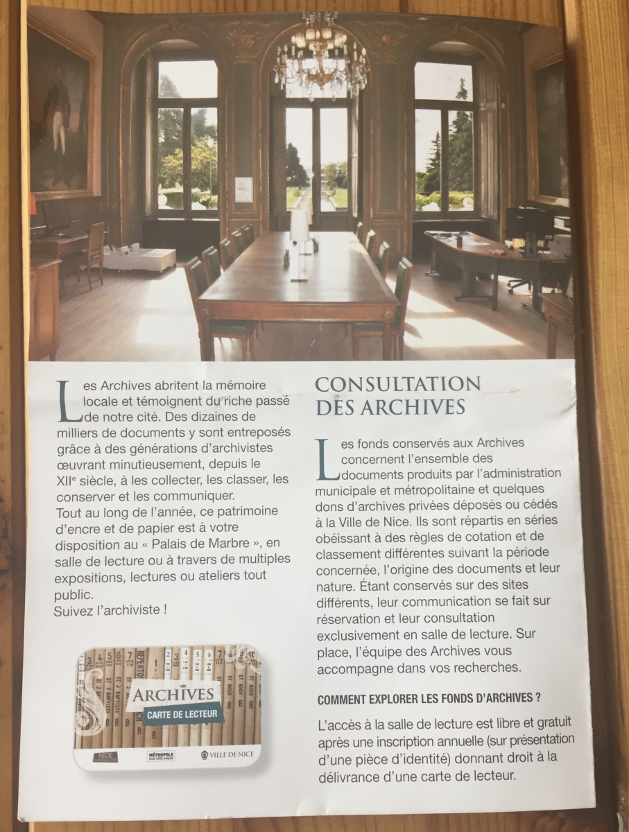 Visite des archives municipales de Nice