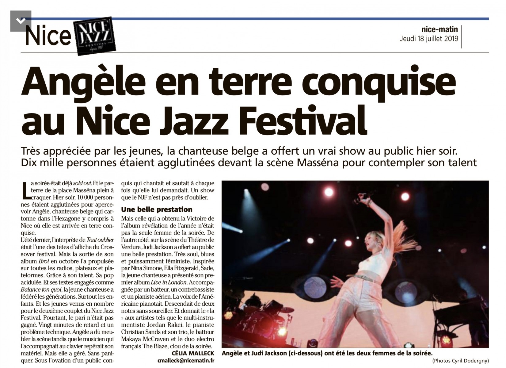 Concert d'Angèle au festival de jazz de Nice