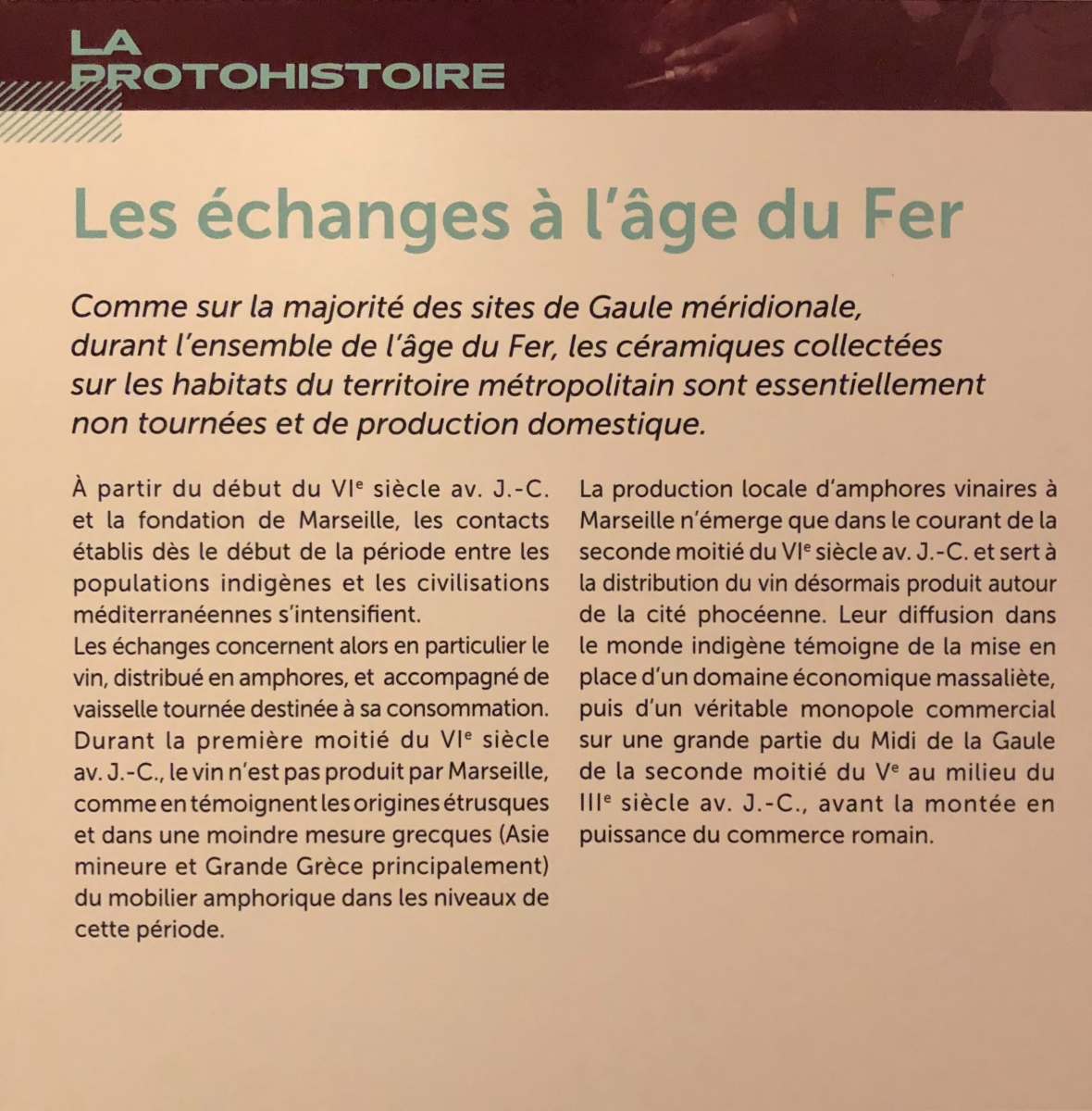 Visite de l'exposition « Entre monts et rivages. 10 ans d’archéologie à Nice et dans la Métropole »