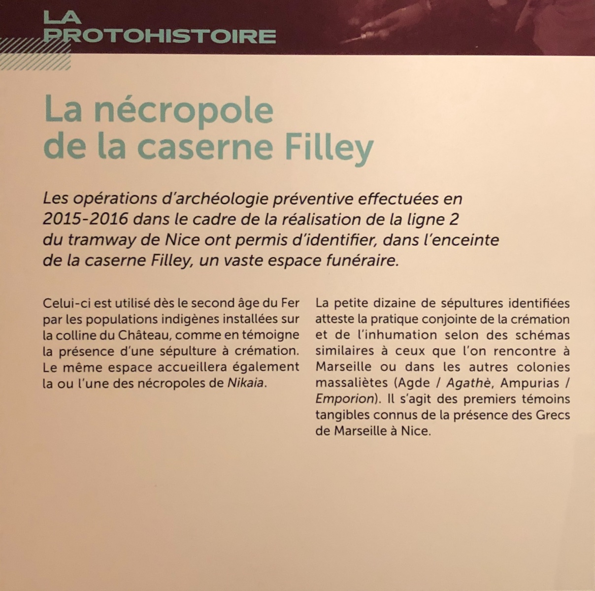 Visite de l'exposition « Entre monts et rivages. 10 ans d’archéologie à Nice et dans la Métropole »