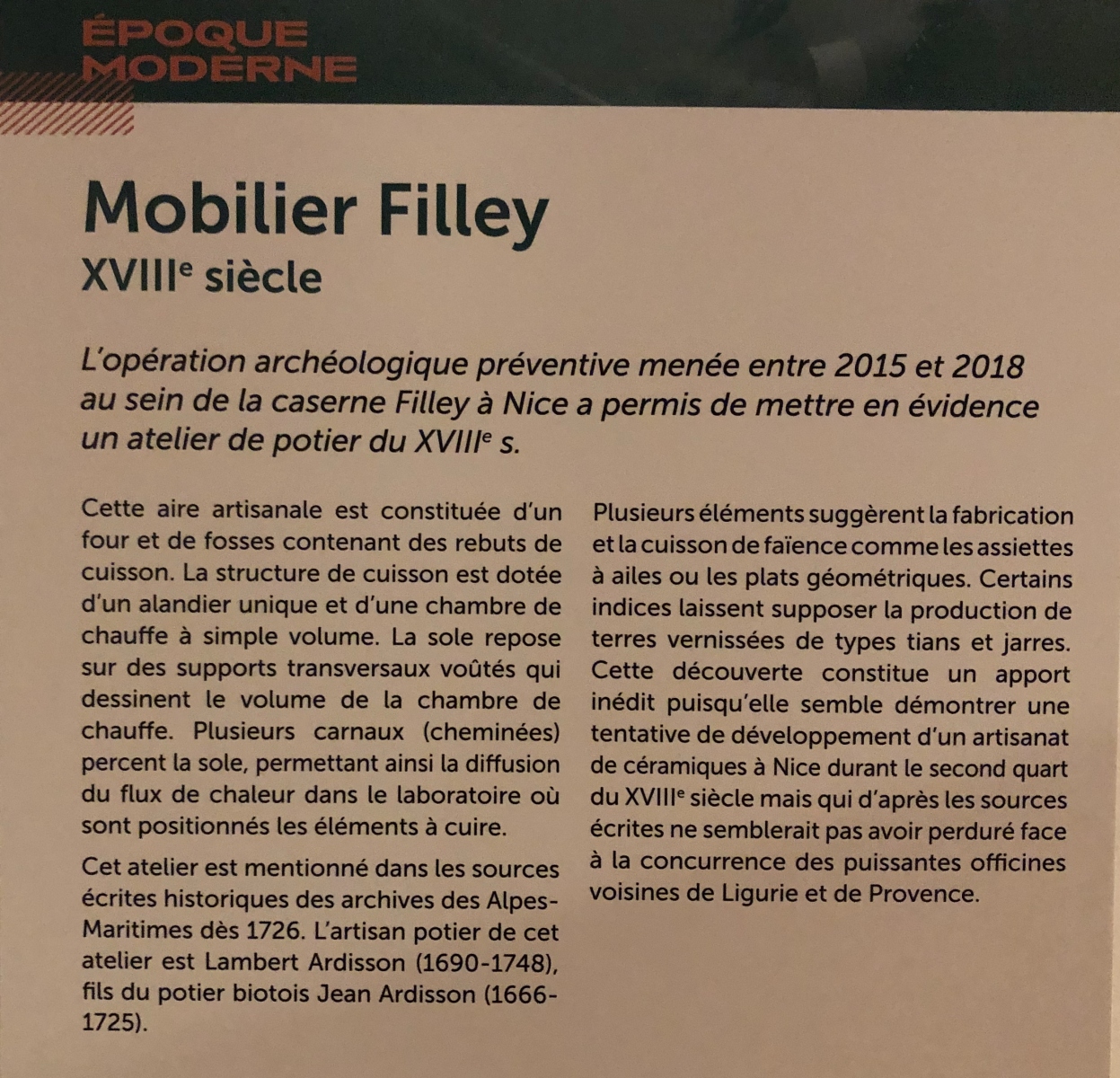 Visite de l'exposition « Entre monts et rivages. 10 ans d’archéologie à Nice et dans la Métropole »