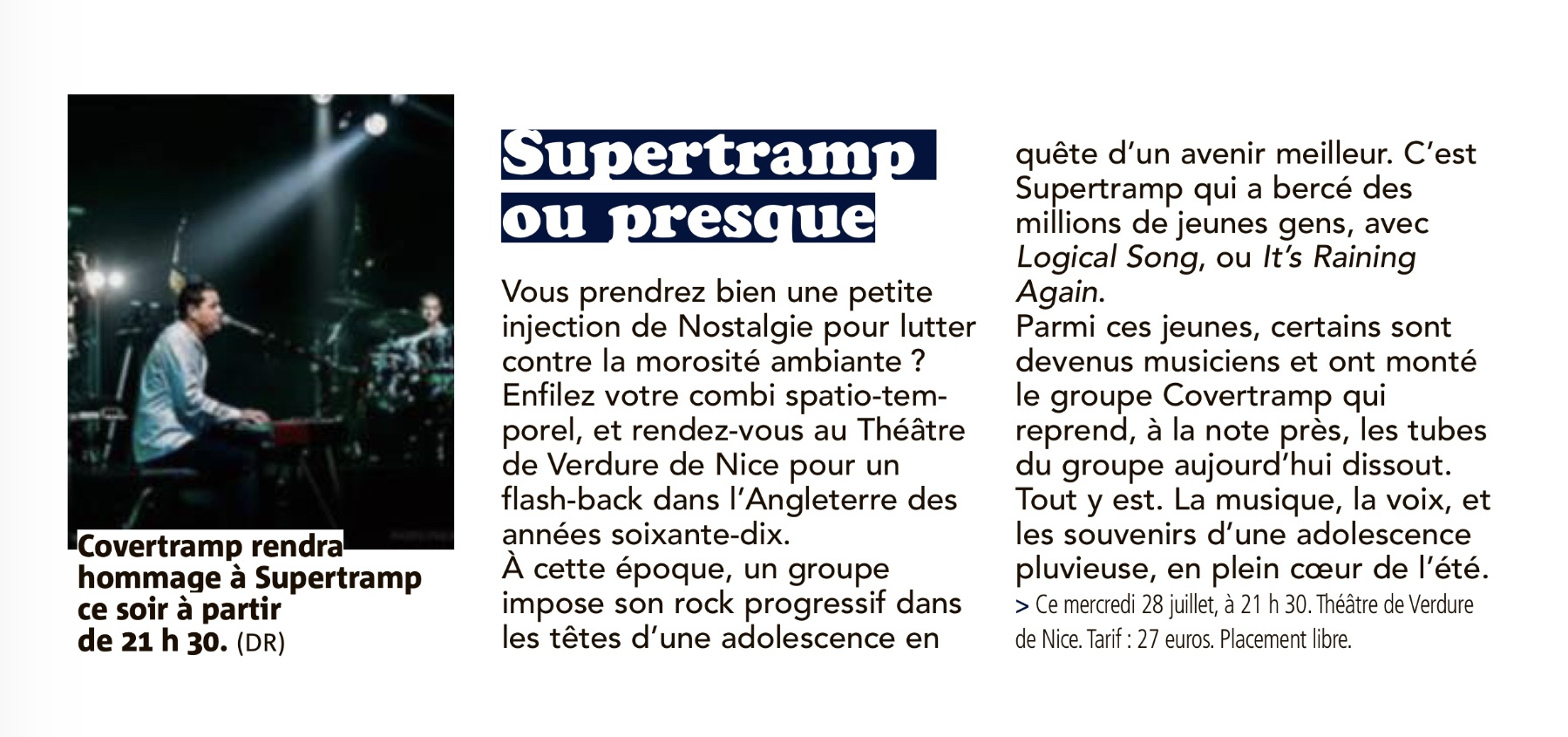 Concert de Covertramp à Nice