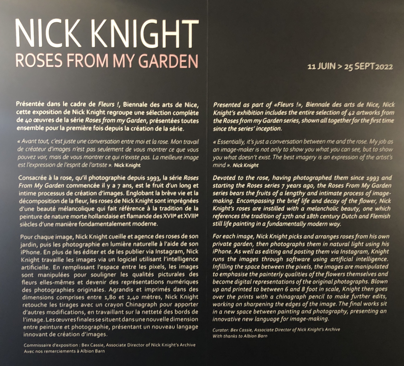 Exposition NICK KNIGHT – ROSES FROM MY GARDEN