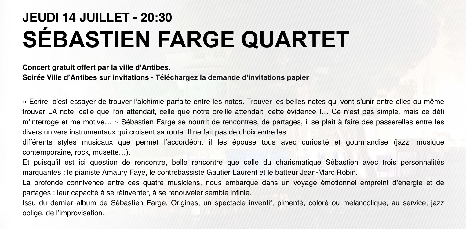 Concert à Jazz à Juan du 