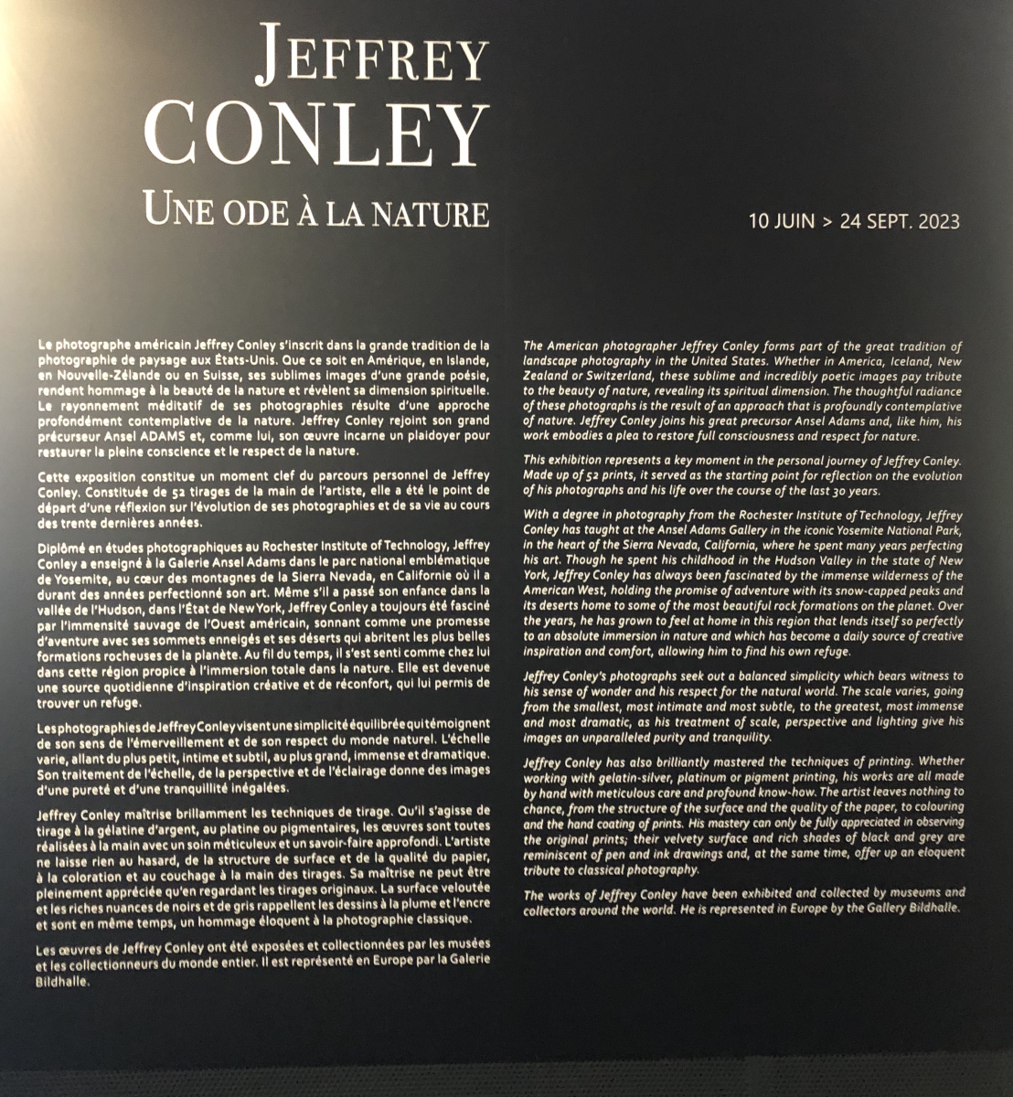 Visite de l'exposition Jeffrey Conley « UNE ODE À LA NATURE »