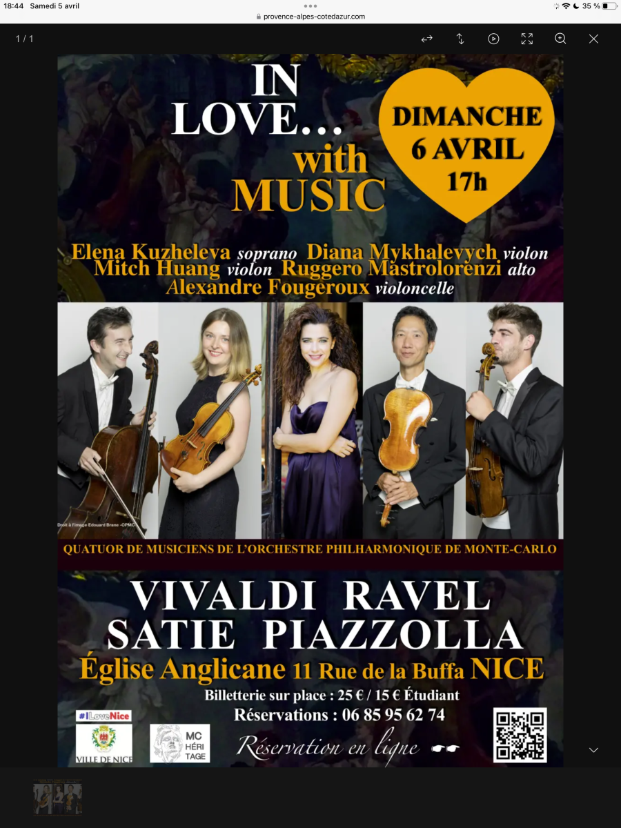 Superbe concert classique à l'église anglicane de Nice